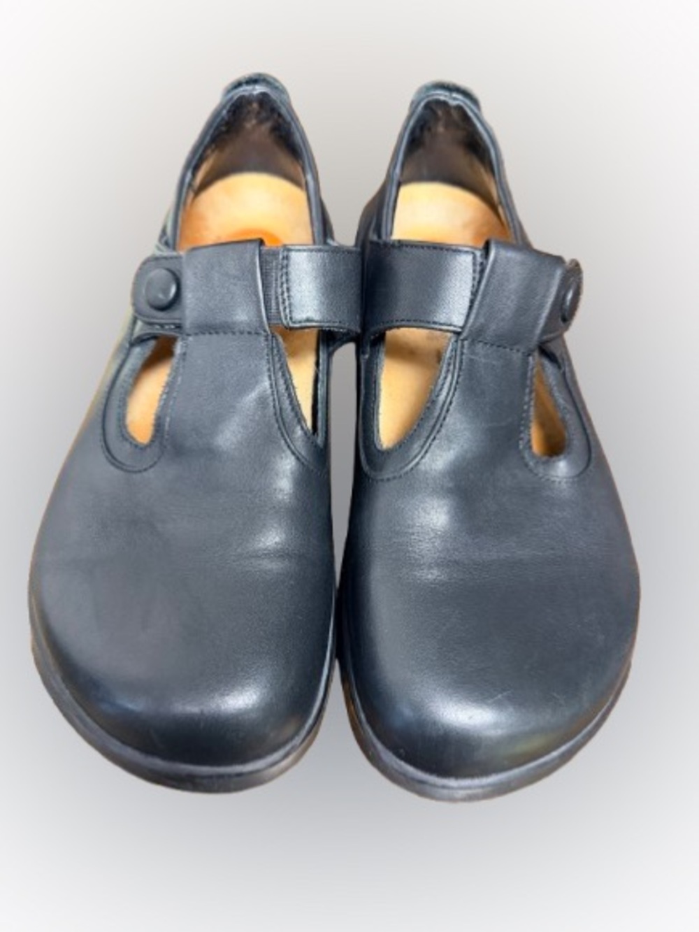 Footprints by Birkenstock Black Leather Mary Jane Comfort Shoes EU 38 US 7 7.5